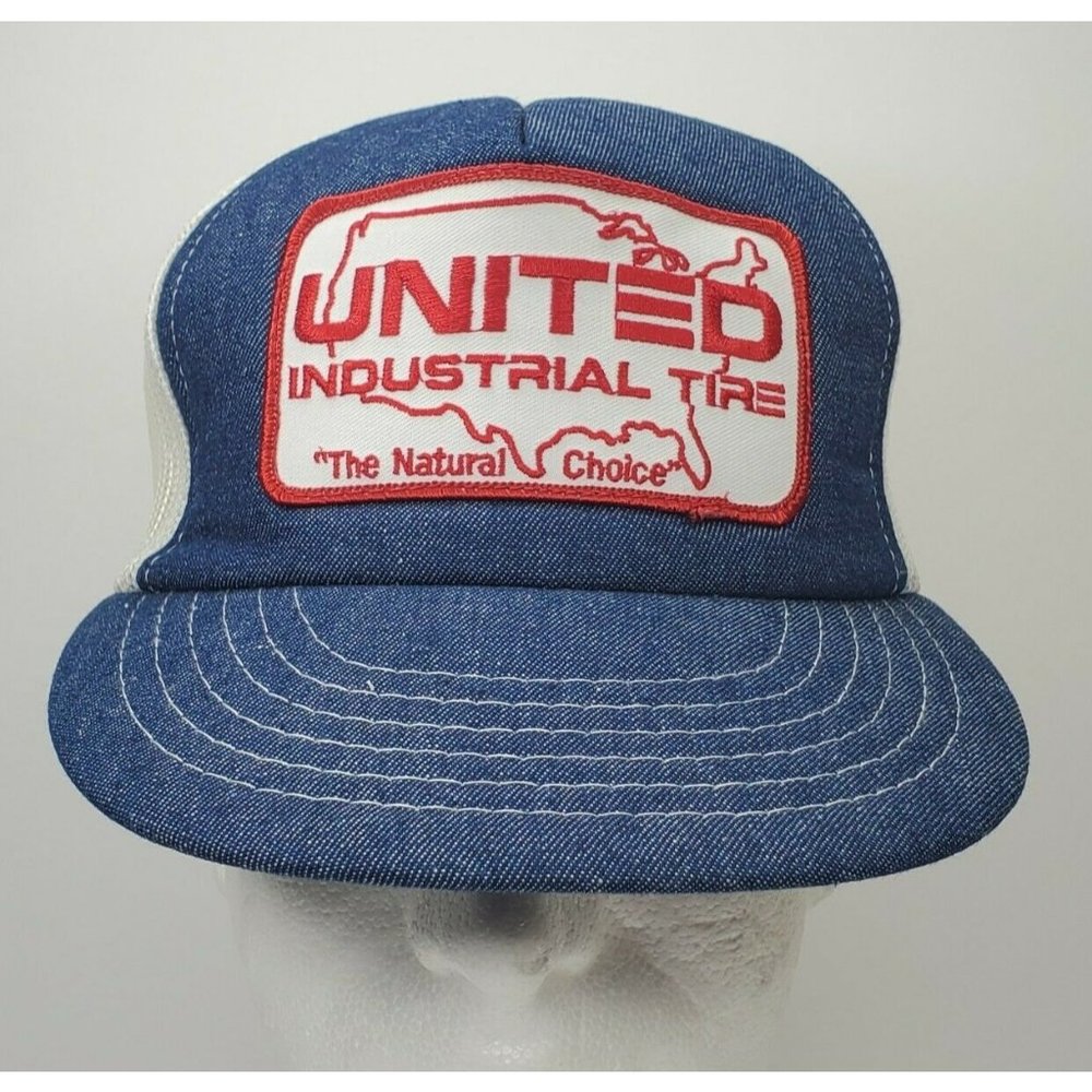 Vtg United Industrial Tire Snapback Trucker Hat
